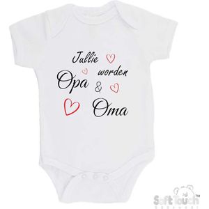 100% katoenen Romper ""Jullie worden Opa & Oma"" 2.0 Unisex Katoen Wit/zwart/rood Maat 62/68