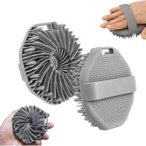 Siliconen Badborstel - 2 Stuks - Dry Brush Huidborstel - Rug Scrubber - Body Scrubbers - Lichaamsborstel - Rugborstel Douche - Doucheborstel - Siliconen Borstel - Massage - Bad & Doucheaccessoires - Makkelijk Opschuimen - Ergonomisch Handvat - Grijs
