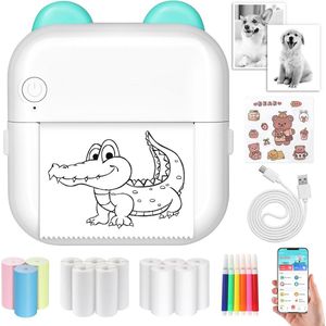 Mini smartphone printer met 13 rollen afdrukpapier - Draagbare thermische printer