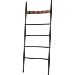 Handdoekhouder met 5 afneembare haken - Industriële stijl - Ruimtebesparend - 60 x 177 cm blanket ladder