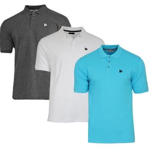 3-Pack Donnay - Polo (Noah) - Sportpolo - Heren - Charcoal/White/Turquoise (712) - maat XXL