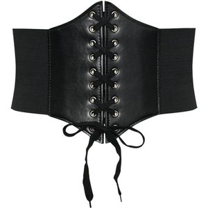 Allecto Plus - Dameskorset met elastische bandjes en vintage design - Kunstlederen korset voor vrouwen