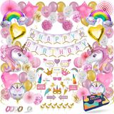 Fissaly 112 Stuks Luxe Eenhoorn Verjaardag Decoratie Versiering met Ballonnen – Unicorn Set – Kinderfeest – Feest - Feestpakket