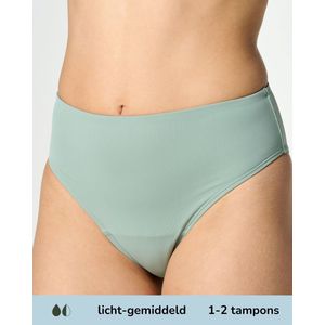 Moodies menstruatie zwemkleding - Bikinibroekje - Cheeky - licht - gemiddeld kruisje - maat XS - Groen