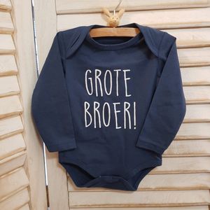 Baby Rompertje met tekst grote broer jongen - Zwangerschapsaankondiging | Lange mouw | blauw | maat 98-104 zwangerschap aankondiging