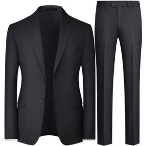 Allthemen Heren Tweeknoops Pak Regular Fit - Middenspleet Effen voor Zakelijk - S