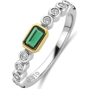 TI SENTO Dames Ring - 925 zilver - Smaragd - Maat 17.25 mm / maat 54 - 12340EM
