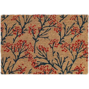Relaxdays deurmat kokos - met print bomen - 40 x 60 cm - antislip - weerbestendig - binnen - buiten