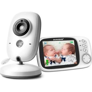 Babyfoon - Babyfoon met Camera- Babyfoon met Scherm- Baby Monitor- Talk Back Functie- Wit- 50meter Binnenshuis- 250meter Buitenshuis.