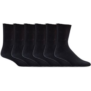 Heren sokken | 100% Katoen | Zonder rubber | Kleur: Zwart | Maat: Diverse maten | 6 paar