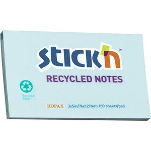 Stick'n recycled sticky notes - 76x127mm, pastel blauw, 100 memoblaadjes