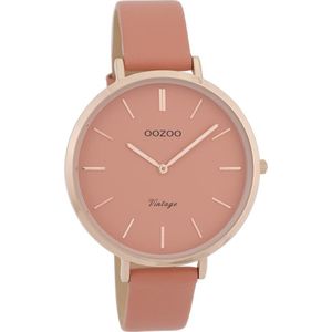 Rosé goudkleurige OOZOO horloge met perzik roze leren band - C9806
