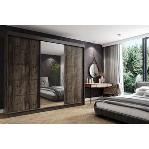 Kledingkast zwart donker eiken 250 cm