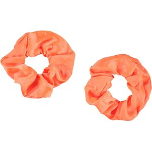Apollo - Feest schrunchie - 2 stuks fluor oranje one size - Carnaval accessoires - Carnaval - Feestkleding