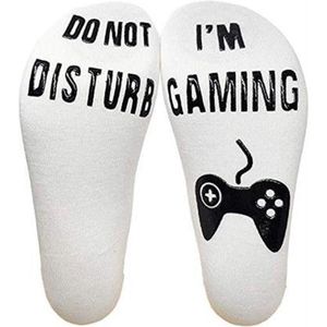 CHPN - Sokken - Gaming socks - Do Not Disturb - Grappige Sokken - Huissokken - One Size - Wit/Zwart - Mannen - Cadeau - Hippe sokken