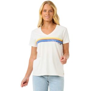 Rip Curl Surfarama T-shirt Met Korte Mouwen En V-hals Wit XS Vrouw