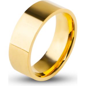 Ring - Hoogglans Goud Kleurig - 8mm - Staal - Dames Heren - Mannen Ringen - Cadeau voor Man - Mannen Cadeautjes Accesoires