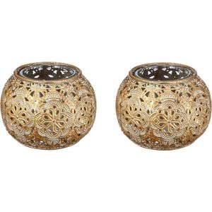 3x Gouden waxinelicht / theelicht houders met glas 7 cm - Woonaccessoires/woondecoraties kaarsenhouders