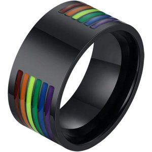 Regenboog heren ring Edelstaal Zwart-18mm