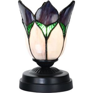 Art Deco Trade - Tiffany lage tafellamp zwart met Lovely Flower Purple
