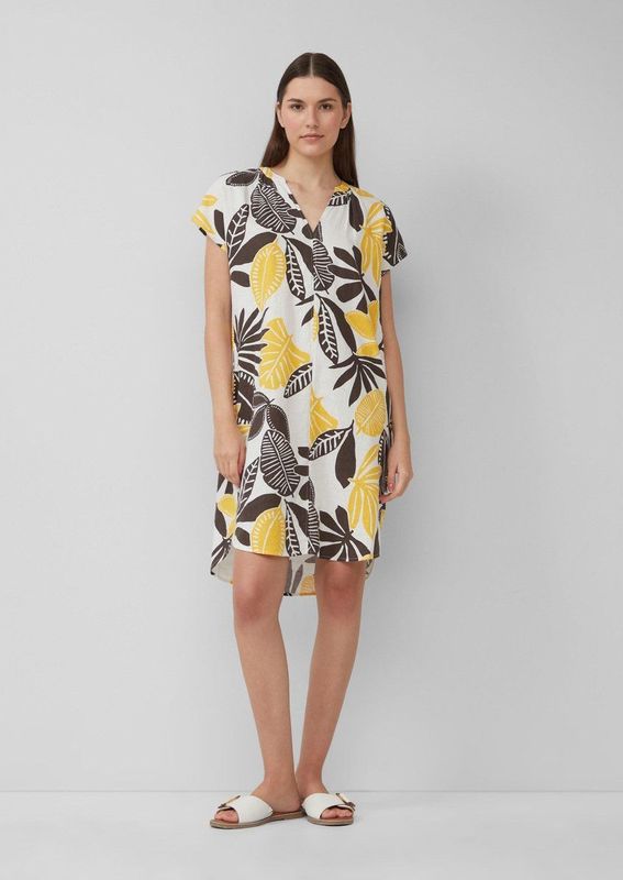 Jurk - Lichte Blousejurk - Linnenmix - V-hals - Halflang