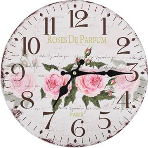 vidaXL - Wandklok - vintage - stijl - 30 - cm - bloemen