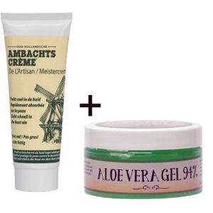 VOORDEELPACK,75ml met Ambachtskroon Aloë Vera 100ml, handcreme,droge handen, ruwe handen, schrale handen, verzorging insectenbeten,bij zonnebrand
