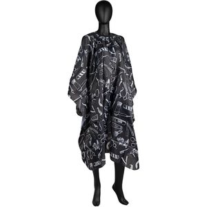 Activeshop Professionele Kapmantel Met Patroon - Kappersmantel - Kappersschort - Waterbestendig - Zwart