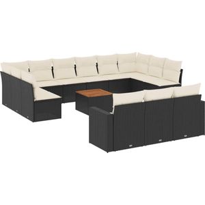 vidaXL-14-delige-Loungeset-met-kussens-poly-rattan-zwart