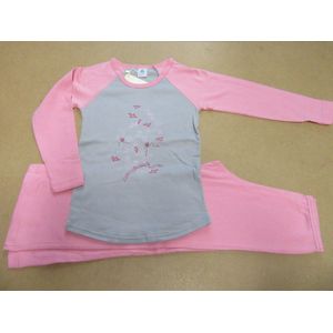 Petit Bateau - Pyjama- Meisje- Katoen - Roze / grijst - Vogels) 8 jaar 126