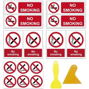 Geen roken teken - 14 x Geen roken aanhanger - vinylstickers voor bezoekers waarschuwing en informatie