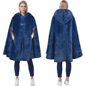 Dames Poncho Cape met Capuchon van Sherpa Fleece - Cuddle Deken - Perfecte Cadeau voor Kerst en Valentijn