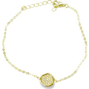 Silventi 9SIL 20306 Zilveren armband Dames - Bedeltje - Zirkonia - 19cm - Goudkleurig