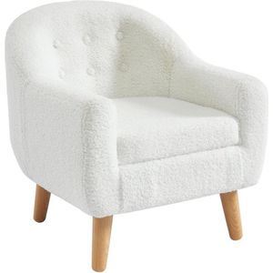 Vente-unique Kinderfauteuil van witte boucléstof CASORLA L 48 cm x H 52 cm x D 51 cm