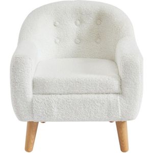 Vente-unique Kinderfauteuil van witte boucléstof CASORLA L 48 cm x H 52 cm x D 51 cm