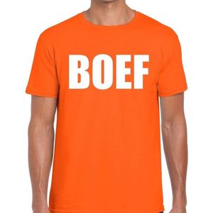 Boef tekst t-shirt oranje heren - heren shirt Boef - oranje kleding S