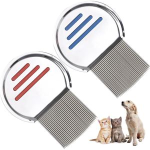 Luizenkam - 2 stuks herbruikbaar roestvrijstalen dubbelzijdig met spiraalvormige groeven - voor hoofdluis en vlooien