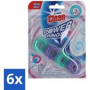 6 x At Home - Clean - Toiletblok - Power Rings - Pure Lavender - Extra Sterk - 1 Blok - Toiletblok - Toilet Reiniging - Lavendelgeur - Langdurige Geur - Toilet Fris
