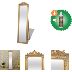 vidaXL Vrijstaande spiegel Barok 160x40cm goud - Spiegel - Inclusief Houtreiniger en verfrisser