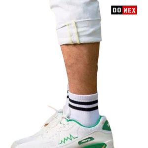 6 paar Quarter sneakersokken - Donex - Wit -Zwarte strepen - Maat 43-46
