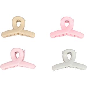 Haarklemmen Set Klein Wave 3cm Roze Creme Grijs Mat Pastel 4 Stuks Haarspeld Haarclip Haarklem Haar Klemmen