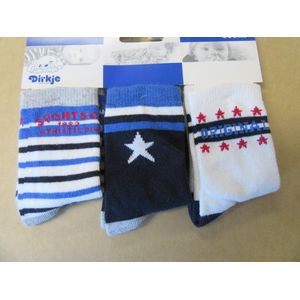 Dirkje - Sokken - Set - 3 pack - Wit, blauw , zwart - Sport & co - 5-6 jaar