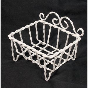 Zeepmandje metaal wit 12,5x9x7,5cm