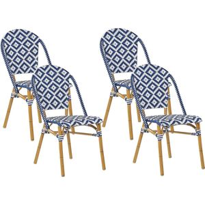 RIFREDDO - Tuinstoel set van 4 - Blauw - PE rotan