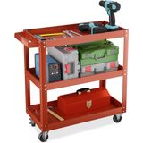 Gereedschapswagen - Rood - Leeg - Verrijdbaar - 76x78x35 cm - 3 Etages