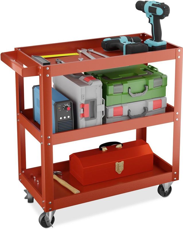 Gereedschapswagen - Rood - Leeg - Verrijdbaar - 76x78x35 cm - 3 Etages