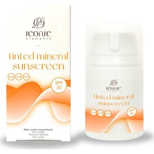 Iconic Elements Tinted Mineral Sunscreen - fysische zonnebrand - UVA, UVB en HEV bescherming - 50ml - Ontwikkeld door dermatoloog