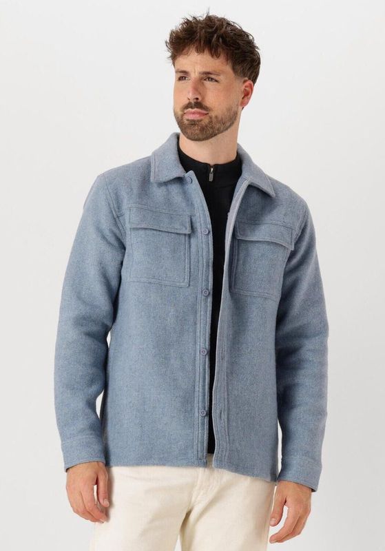 PURE PATH Regular Fit Flannel Overshirts Overshirts Heren - Lichtblauw - Maat XS