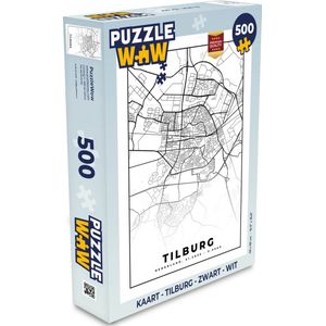Puzzel Kaart - Tilburg - Zwart - Wit - Legpuzzel - Puzzel 500 stukjes
