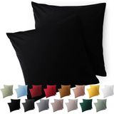 Blumtal Kussensloop Microvezel Kussenhoes 50 x 50 cm - Zwart - Met Rits - Set van 2